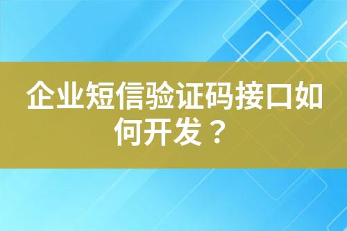企業短信驗證碼接口如何開發？