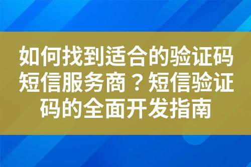 如何找到適合的驗證碼短信服務商？短信驗證碼的全面開發指南