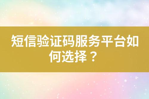 短信驗證碼服務平臺如何選擇？